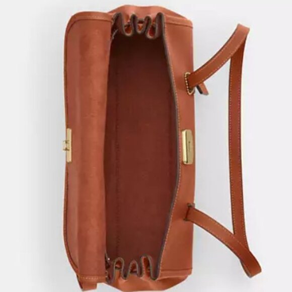 Brand New With Tags! Coach Bridget Flap Shoulder Bag Smooth Leather/Tan CDB05 - Picture 13 of 17